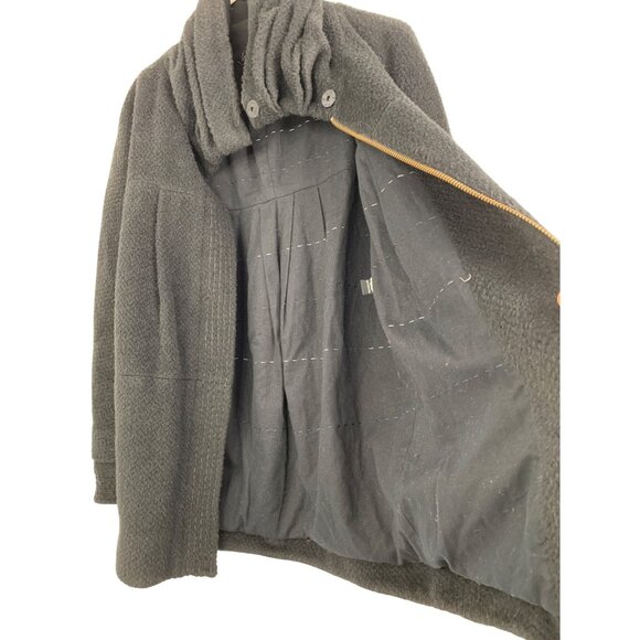 Diane Von Furstenberg Size 0 Alpaca Wool Blend Coat Funnel Neck Full Zip Fleece - Picture 5 of 11